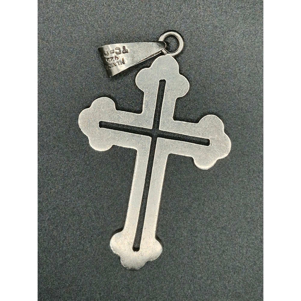 Taxco Mexico Sterling Silver Cutout Cross Pendant Men OS Silver Excellent 925